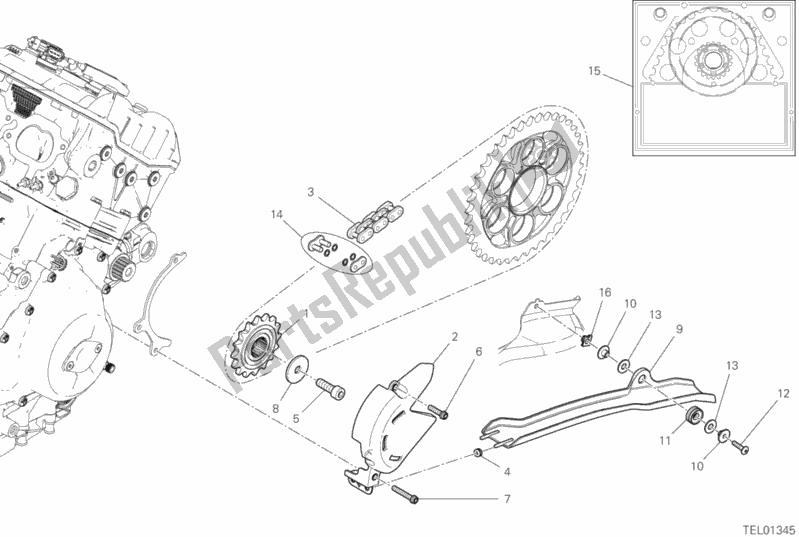 All parts for the Front Sprocket - Chain of the Ducati Streetfighter V4 S Thailand 1103 2020